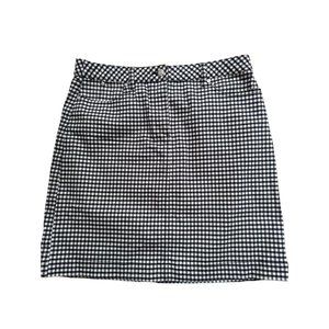 Talbots Petites -  Black & White Gingham Plaid Stretch Cotton Mini Skirt 10P